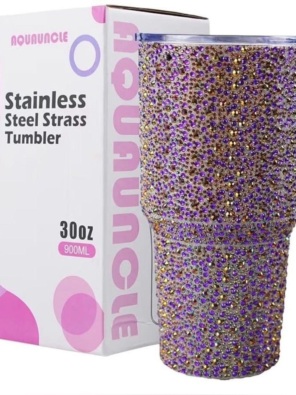 Aquauncle stainless steel strass tumbler purple Lavender, 30 oz Large